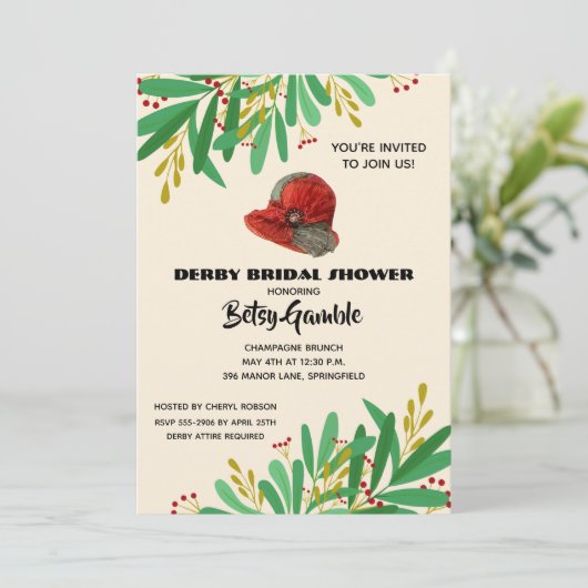 ヴィンテージクロシェダービーブライダルシャワー招待状 (スタンド正面)