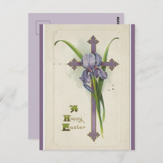 ヴィンテージクロスとアイリスイースター ポストカード (正面/裏面)