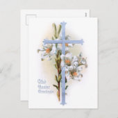 ヴィンテージクロスとイースターユリ シーズンポストカード (正面/裏面)