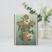 ヴィンテージクロスとリリーイースターポストカード ポストカード (スタンド正面)
