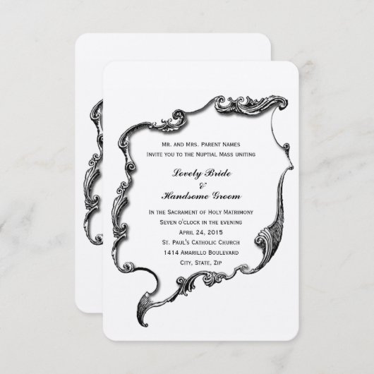 ヴィンテージクロスカトリック小結婚式招待状 招待状 (正面/裏面)