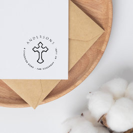 ヴィンテージクロスクリスチャンファミリー差出人住所 ラバースタンプ