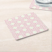 ヴィンテージクロスステッチ刺繍ハート模様 スクエアペーパーコースター (アングル)