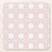 ヴィンテージクロスステッチ刺繍ハート模様 スクエアペーパーコースター (正面)