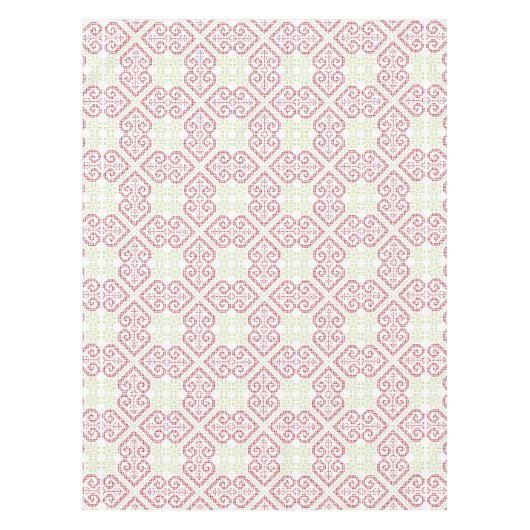 ヴィンテージクロスステッチ刺繍ハート模様 テーブルクロス (正面)