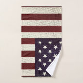 ヴィンテージクロスハッチアメリカ国旗の星ストライプ バスタオルセット (ハンドタオル)