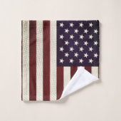 ヴィンテージクロスハッチアメリカ国旗の星ストライプ バスタオルセット (ウォッシュタオル)