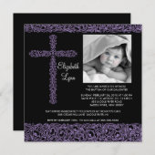 ヴィンテージクロスフォトバプティスマン 招待状 (正面/裏面)