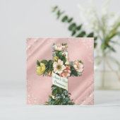 ヴィンテージクロスヴィンテージピンク第1聖餐式 招待状 (スタンド正面)