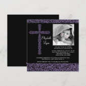 ヴィンテージクロス写真 洗礼招待状 招待状 (正面/裏面)