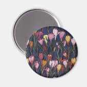 ヴィンテージクロッカス花in庭、花柄 マグネット (正面/裏面)