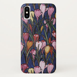 ヴィンテージクロッカス花in庭、花柄 iPhone x ケース