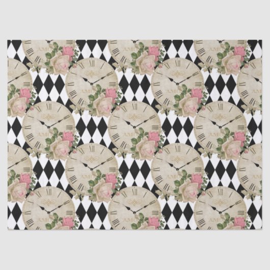 ヴィンテージクロックとバラの分離 薄葉紙 (正面)