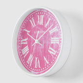 ヴィンテージクロックのローマ数字ピンク白 壁時計 (傾斜)
