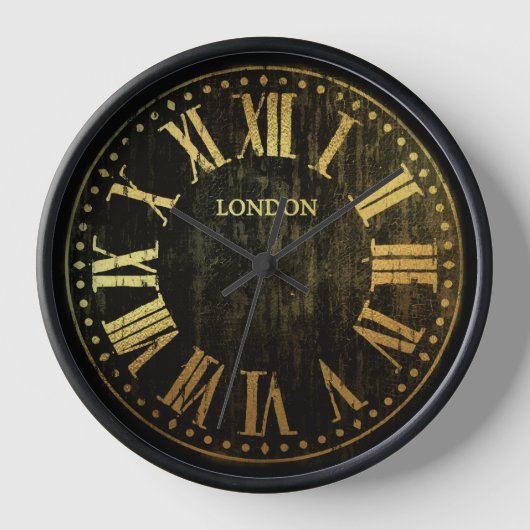 ヴィンテージクロックのローマ数字任意の色と金ゴールド 壁時計 (正面)