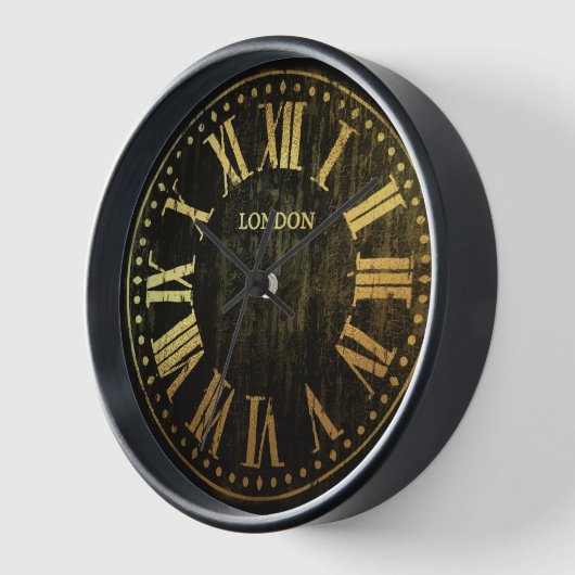 ヴィンテージクロックのローマ数字任意の色と金ゴールド 壁時計 (傾斜)