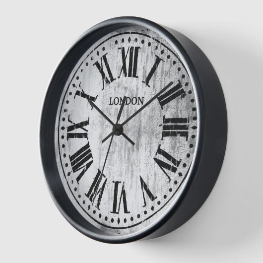 ヴィンテージクロックのローマ数字白黒 壁時計 (傾斜)