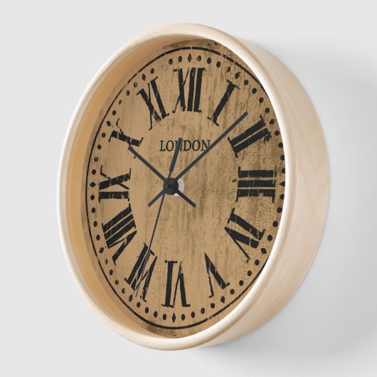 ヴィンテージクロックのローマ数字(茶色) 壁時計 (傾斜)