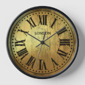 ヴィンテージクロックのローマ数字(黒と金ゴールド) 壁時計 (正面)
