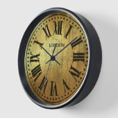 ヴィンテージクロックのローマ数字(黒と金ゴールド) 壁時計 (傾斜)