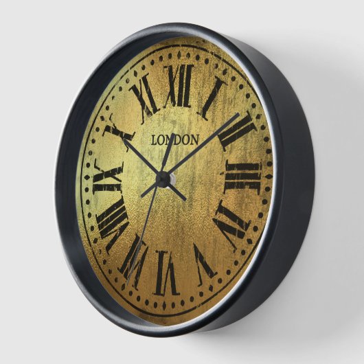 ヴィンテージクロックのローマ数字(黒と金ゴールド) 壁時計 (傾斜)