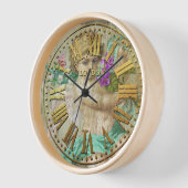 ヴィンテージクロックのローマ数字Cherubアクア 壁時計 (傾斜)