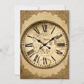 ヴィンテージクロックオンペーパー ファーストウェディングアニバーサリー 招待状 (正面)