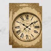 ヴィンテージクロックオンペーパー ファーストウェディングアニバーサリー 招待状 (正面/裏面)