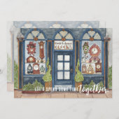 ヴィンテージクロックショップの新年会パーティー 招待状 (正面/裏面)