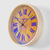 ヴィンテージクロックローマ数字オレンジブルー 壁時計 (傾斜)