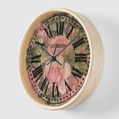 ヴィンテージクロックローマ数字ピンクローズ 壁時計 (傾斜)