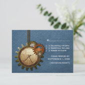 ヴィンテージクロック応答カード（青） 出欠カード (スタンド正面)