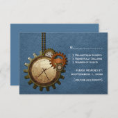 ヴィンテージクロック応答カード（青） 出欠カード (正面/裏面)