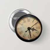 ヴィンテージクロック顔ボタン 缶バッジ (正面&裏面)