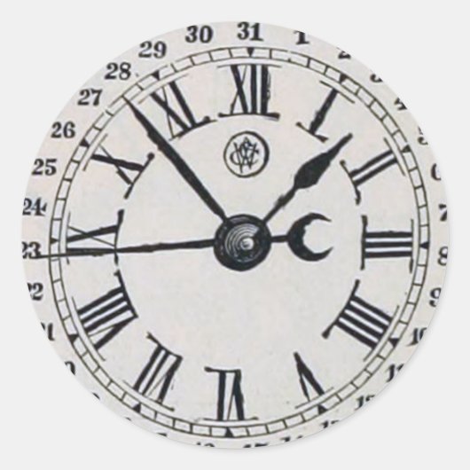 ヴィンテージクロック顔ムーン相 ラウンドシール (正面)