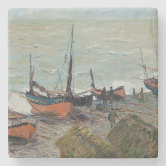 ヴィンテージクロードモネ魚釣りボート ストーンコースター (正面)