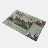 ヴィンテージクロードモネ魚釣りボート ドアマット (アングル)