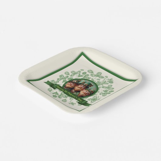 ヴィンテージクローバーセントパトリックの日レプレシャンPPP ペーパープレート (傾斜あり)