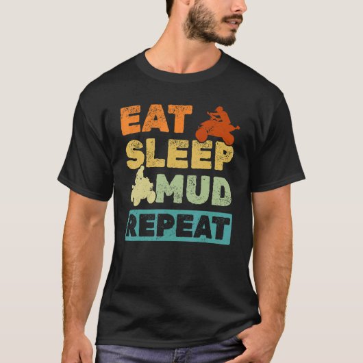 ヴィンテージクワッドATVスリープ食べマッド再食 Tシャツ (正面)