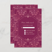 ヴィンテージクーパーバラ素晴らしギャツビー20sウェディングRSVP 出欠カード (正面/裏面)