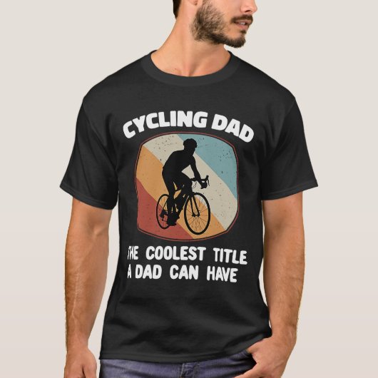ヴィンテージクールサイクリストパパ自転車レトロサンセットM Tシャツ (正面)