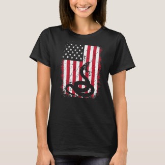 ヴィンテージクールスネークアニマルレトロアメリカ国旗 Tシャツ