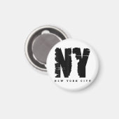 ヴィンテージクールニューヨークシティスタイルTシャツ、ニューY マグネット (正面/裏面)