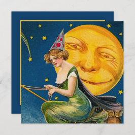 ヴィンテージクールハロウィーン魔女ムーンパーティー 招待状