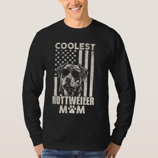 ヴィンテージクールロットワイラー母アメリカ国旗F Tシャツ (正面)