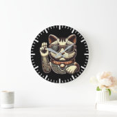 ヴィンテージクール招き猫ラッキーキャット成功報酬 ラージ壁時計 (ホーム)