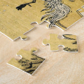 ヴィンテージクール浮世絵の日本の子どもとオンドリ ジグソーパズル (側面)