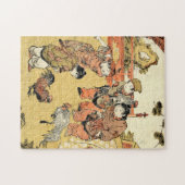 ヴィンテージクール浮世絵の日本の子どもとオンドリ ジグソーパズル (横)