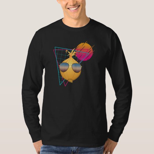 ヴィンテージクール玉ねぎサングラス野菜O Tシャツ (正面)