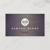 ヴィンテージクール理容師モノグラムはさみロゴウッド 名刺 (正面)